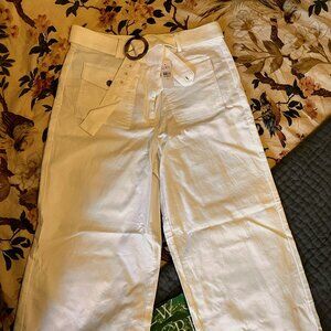 NWT - Petite wide leg jean in all day stretch - Seashell White - size 12